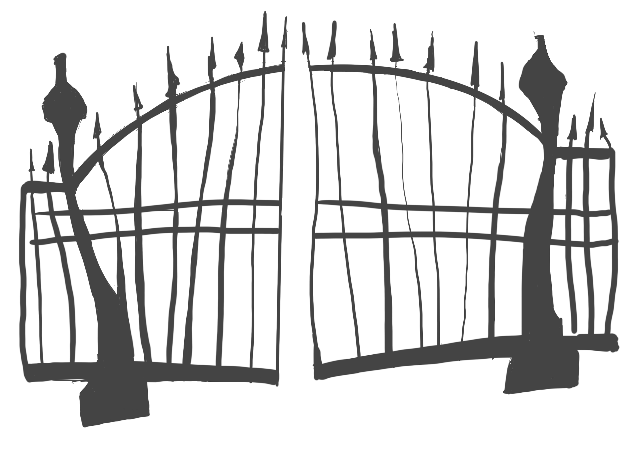 illustration of cemetary gates